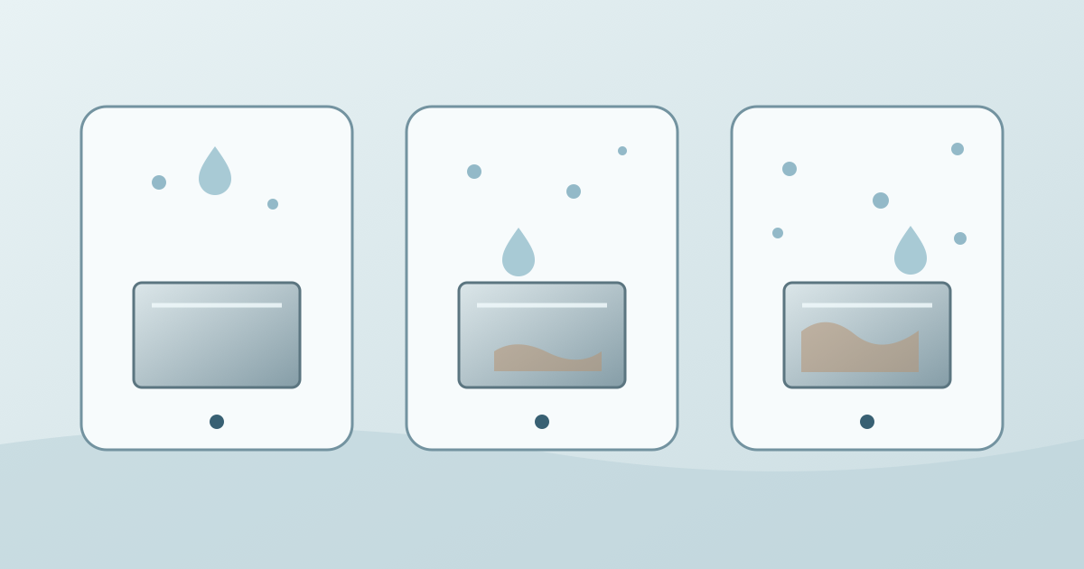 Reference metal specimens under different moisture and airborne-salt conditions, without implying a site category.
