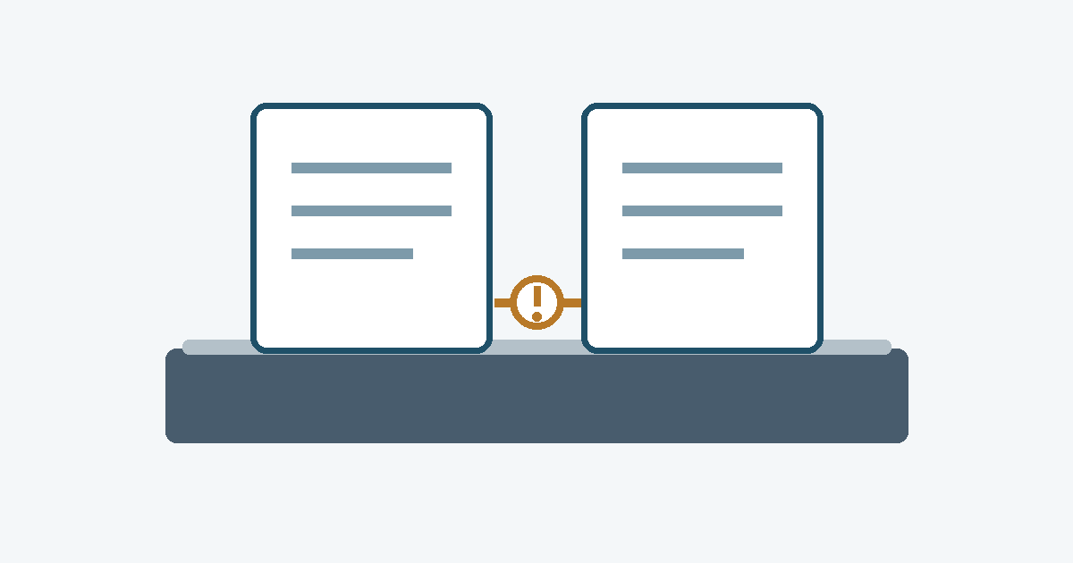 Two specification documents beside one steel product and a separate unresolved-evidence marker.