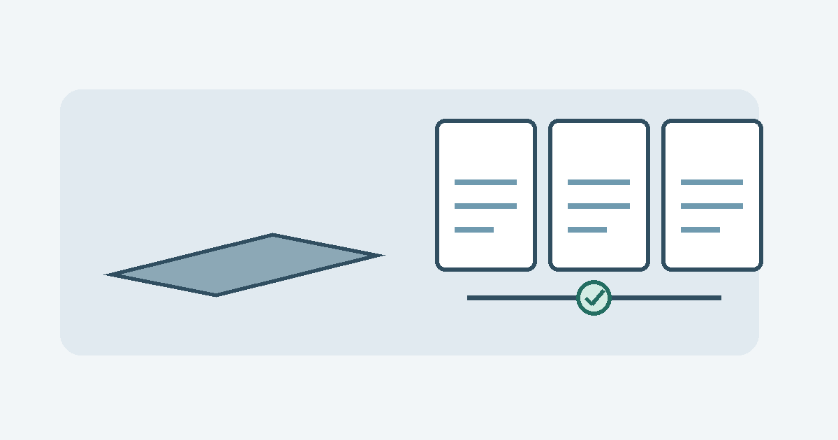 A steel sheet beside three separate specification records connected to a supplier confirmation.