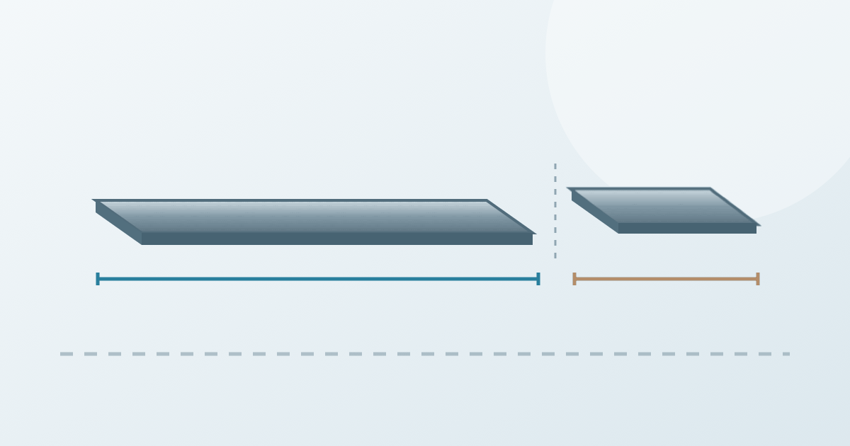 A steel sheet above a reference plane, beside a separate cut strip, representing two different shape checks.